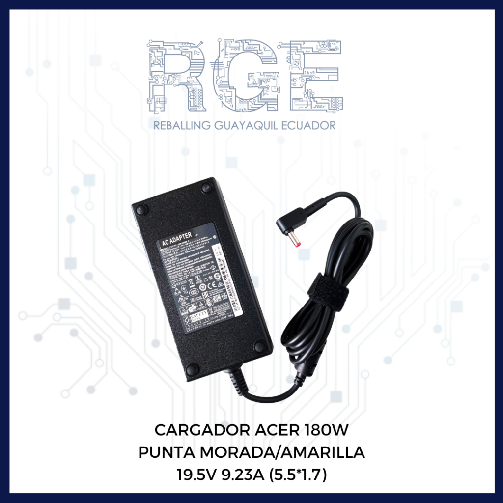 CARGADOR ORIGINAL ACER PUNTA MORADA AMARILLA 180W 19 5V 9 23A 5 5 1 7