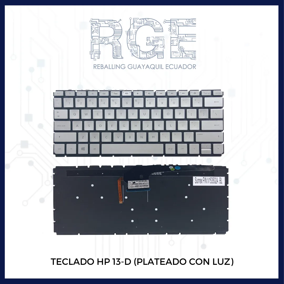 TECLADO HP 13-D, VERSIÓN INGLES, PLATEADO CON BACKLIGHT
