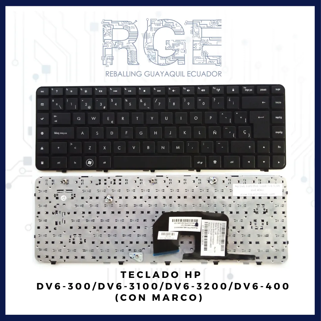 TECLADO HP DV6-3000/DV6-3100/DV6-3200/DV6-4000, EN ESPAÑOL (CON MARCO)