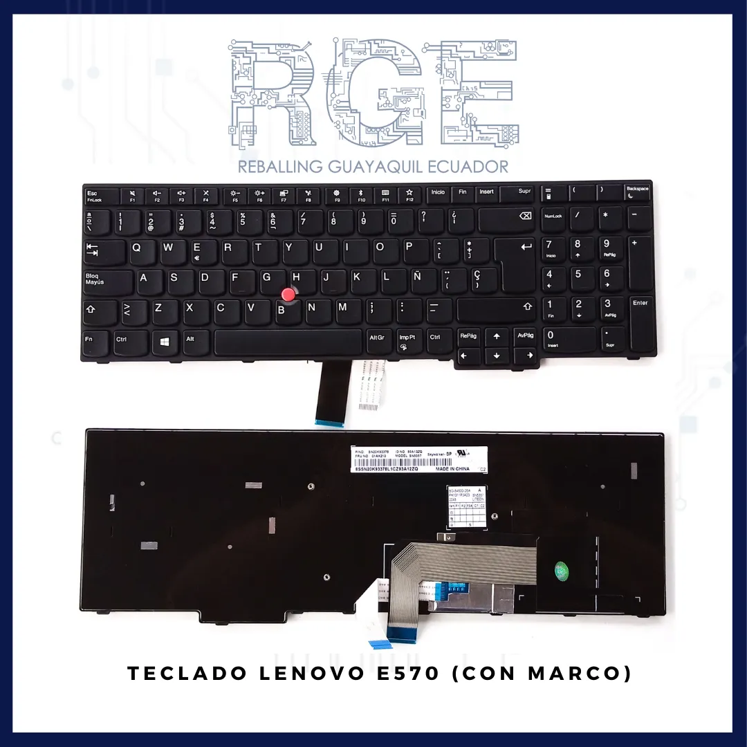 TECLADO DELL THINKPAD E570 / E575 / CON MOUSE ORIGINAL, EN ESPAÑOL (CON MARCO)