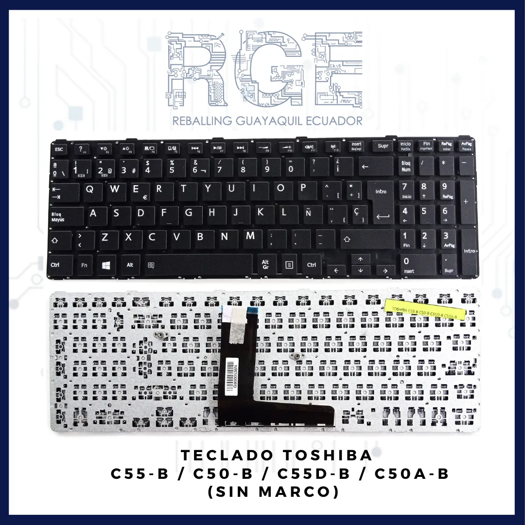 TECLADO TOSHIBA C55-B, C50-B, C55D-B, C50A-B EN ESPAÑOL (SIN MARCO)