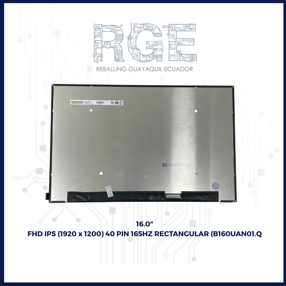 PANTALLA DE 16.0" FHD IPS (1920 x 1200) 40 PIN 165HZ RECTANGULAR (B160UAN01.Q)